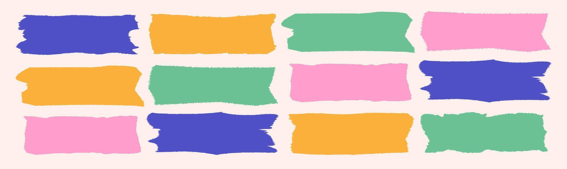 Torn paper edges set defferent shape color style vector