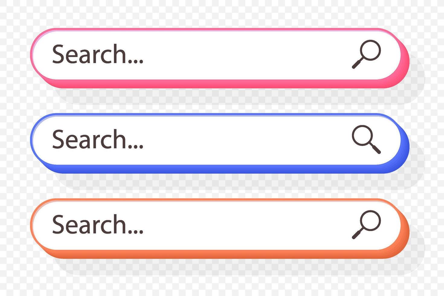 3d search bar Internet browser engine set vector