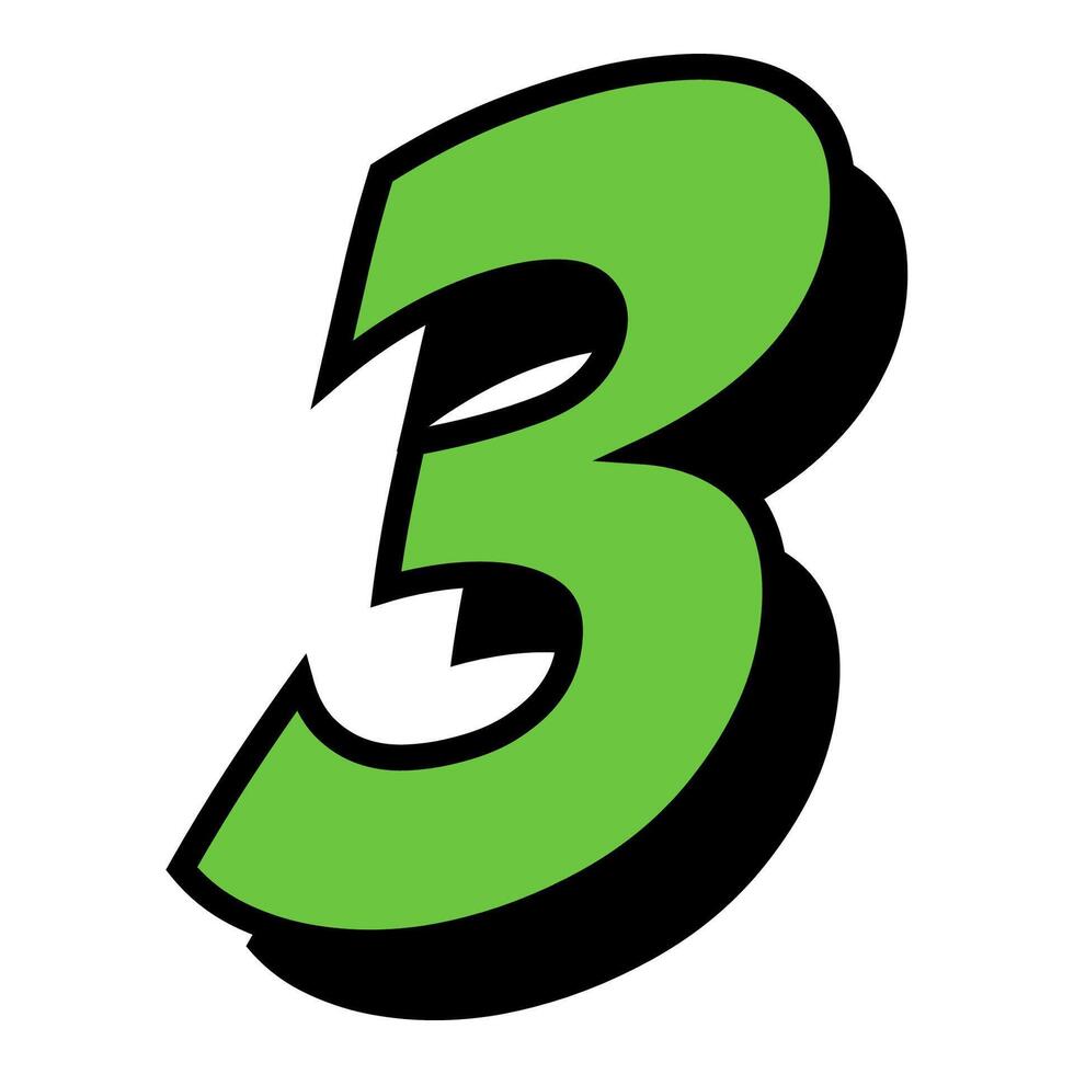3 number 3d style colorful modern typography vector