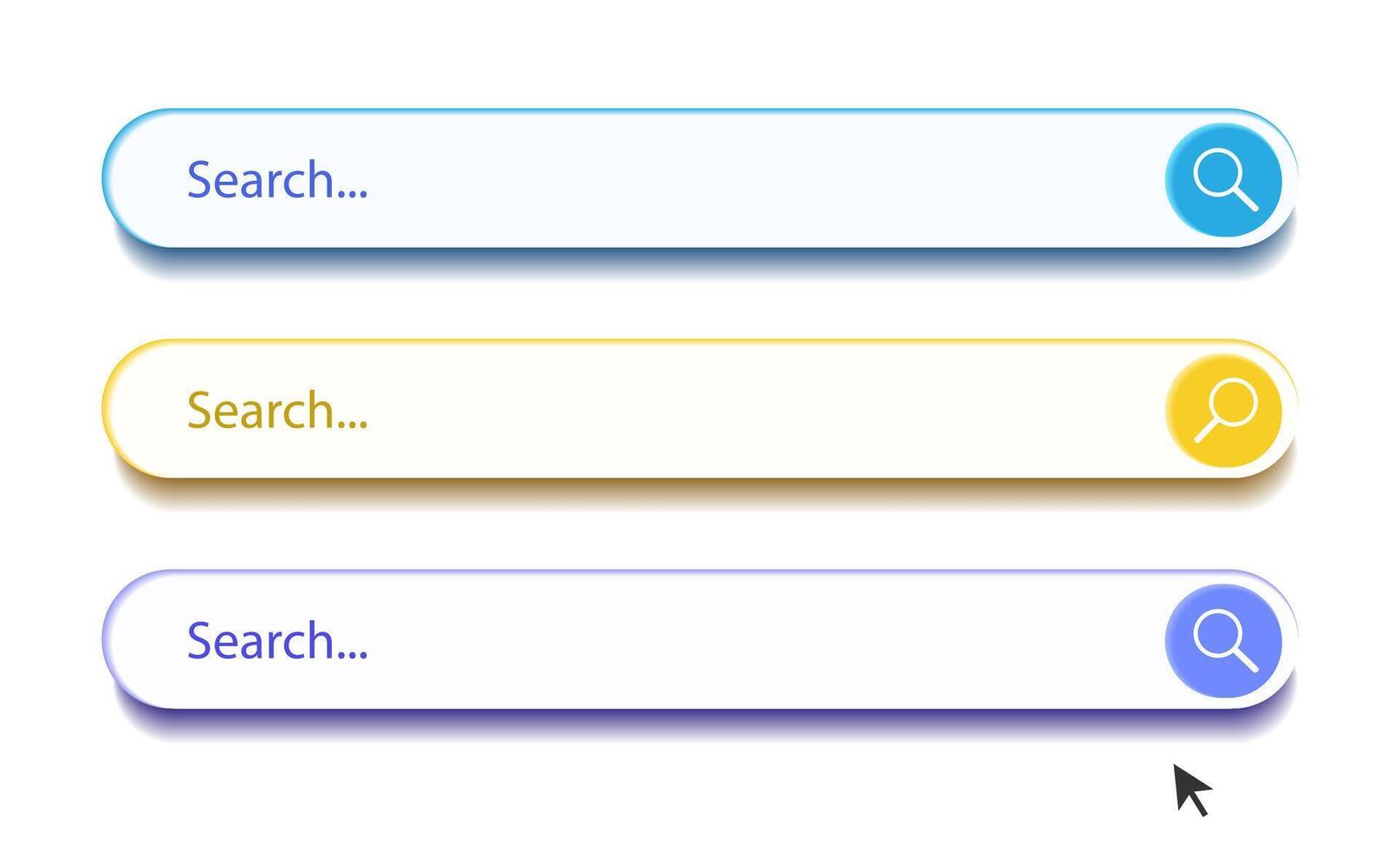 3d search bar Internet browser engine set isolated vector