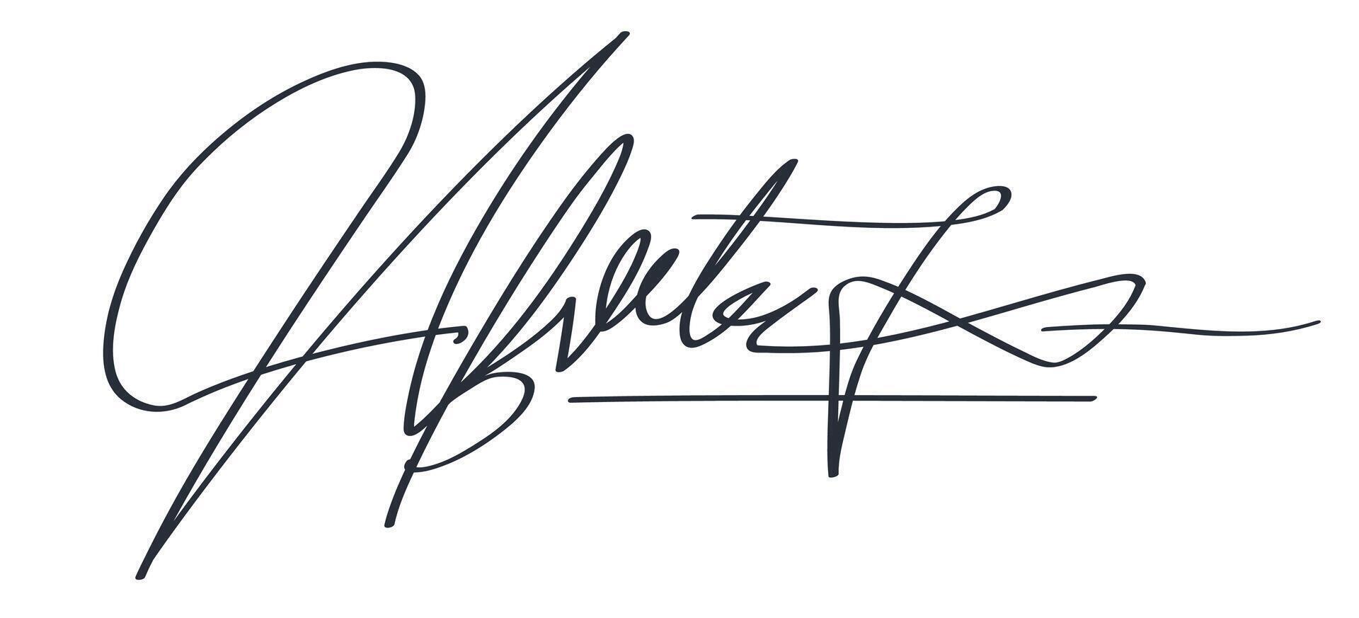Signature template black color for document vector