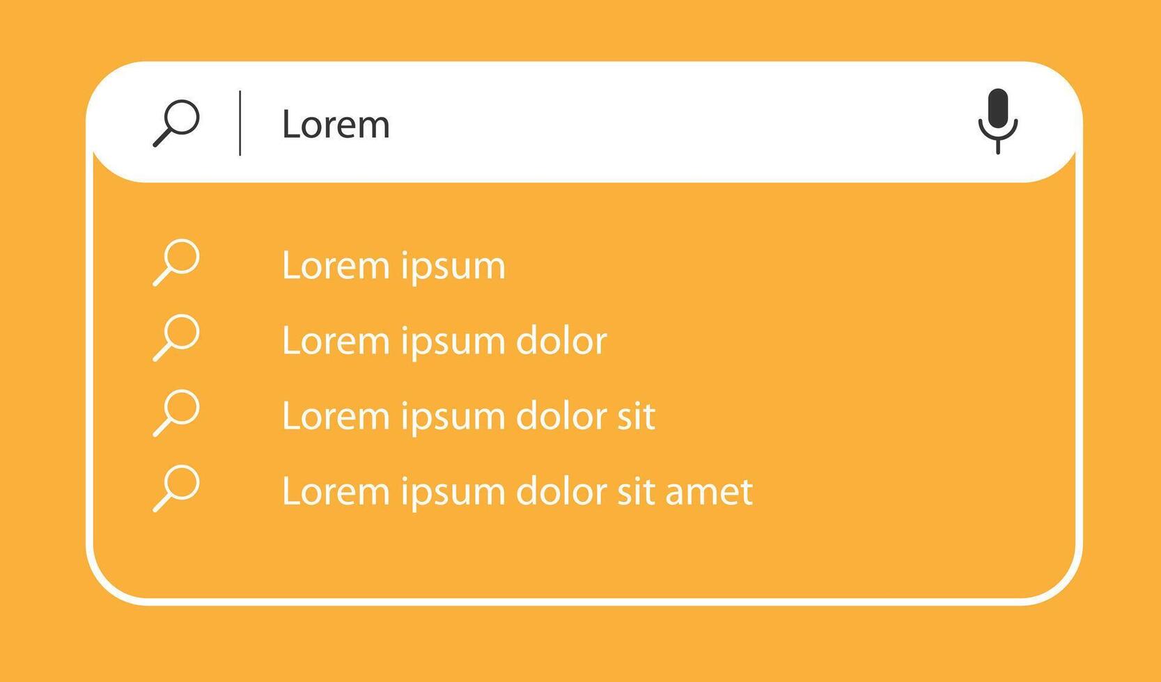 Search bar with suggestions and list search results vector