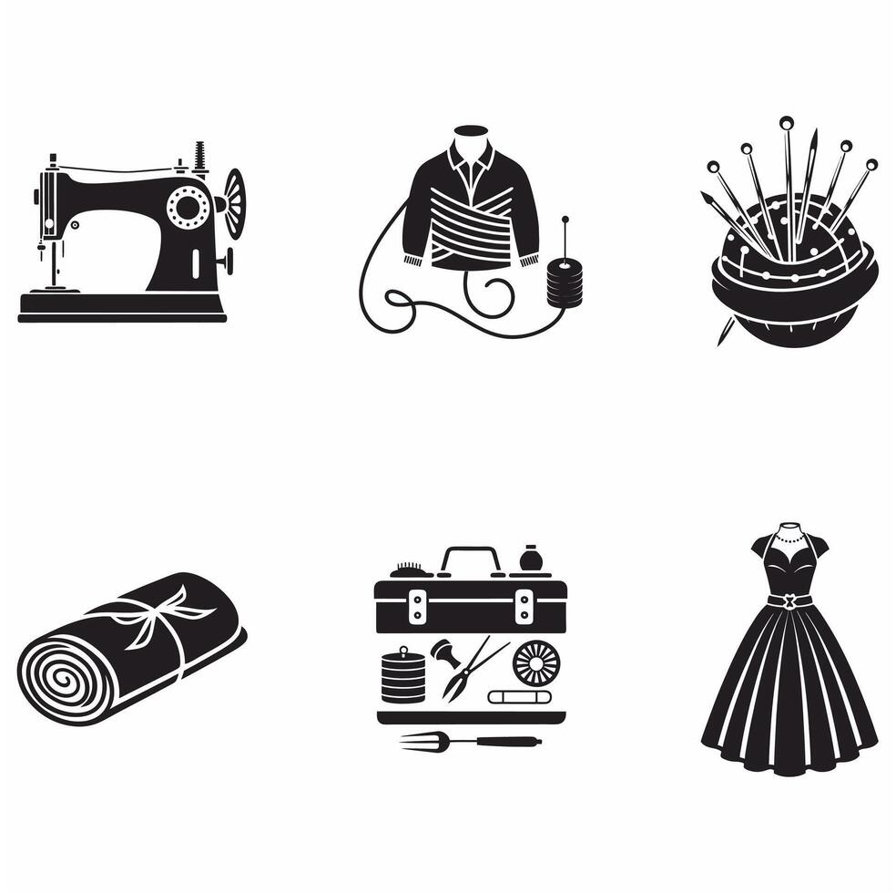 SEWING SET ICONS vector