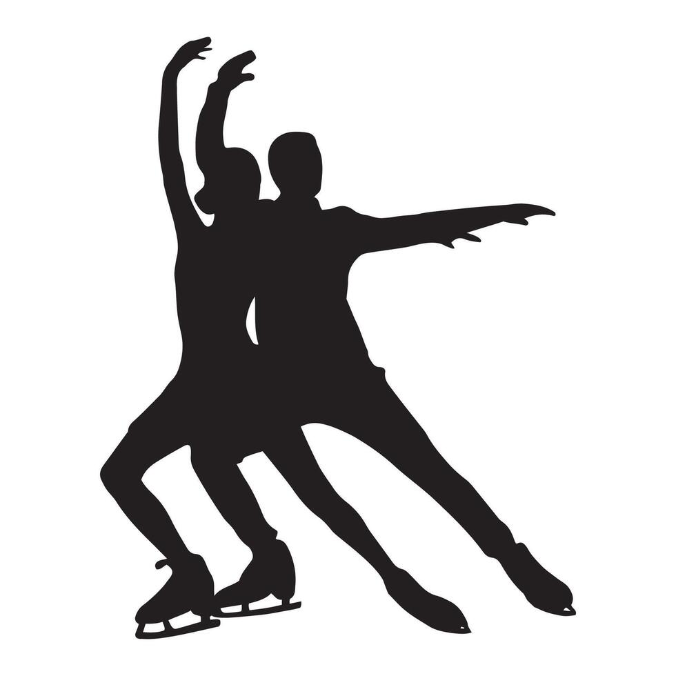 Couple's Ice Skating Silhouette vector