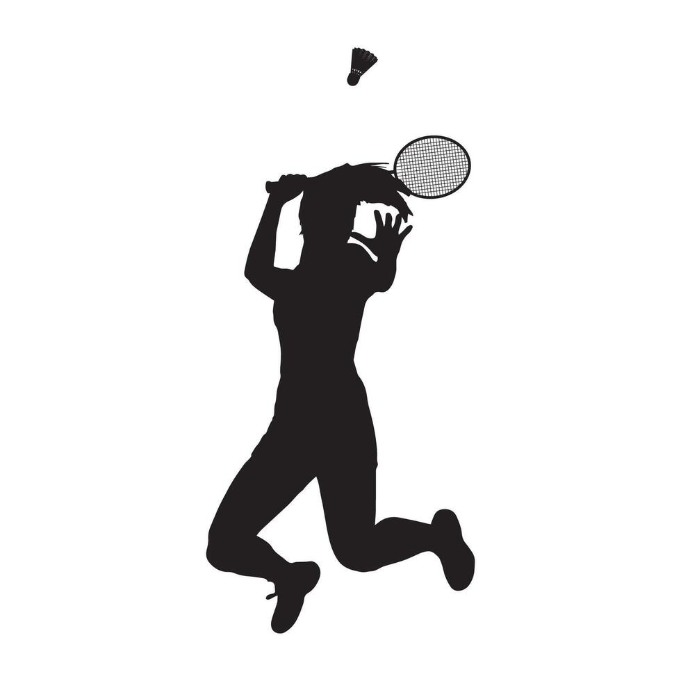 Female Badminton Player Silhouette Illustration vector