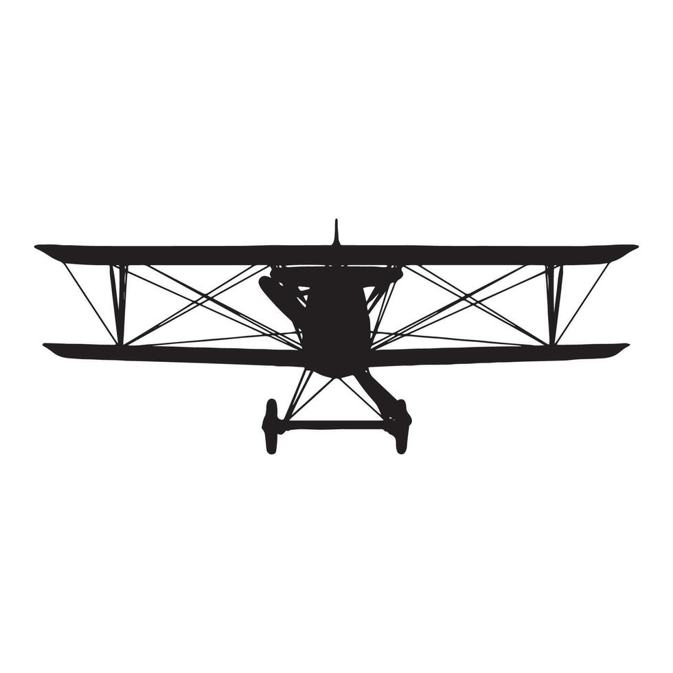 Biplane Fighter Aircraft Silhouette Illustration vector