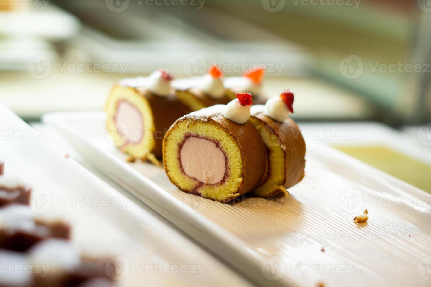 Delicious Taiwanese Egg Roll Hashbrown Slices Served on a White Plate photo