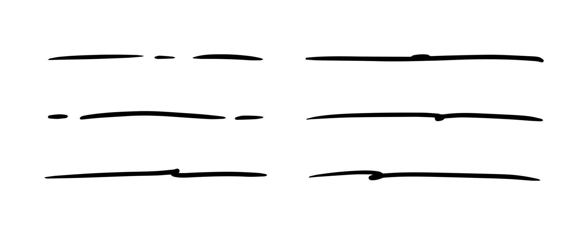 Hand drawn pen or pencil various lines and doodles. Rough highlighters, chalk strokes, crayon dividers. Curly lines. vector