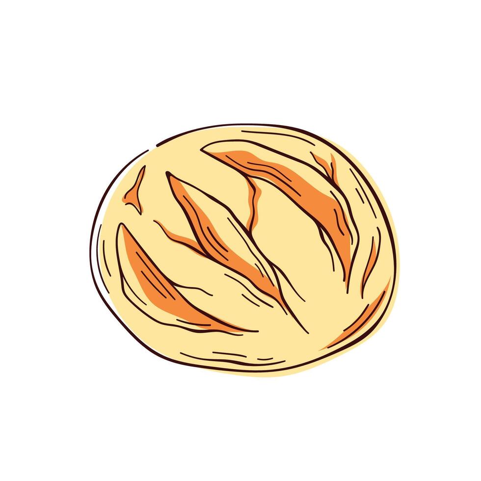 Round Bread logo in line art style. Flat Design for bakery menu. illustration isolated on a white background. vector