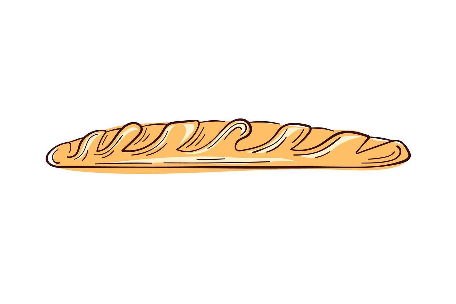 Freshly made baguette bread in line art style. Design for bakery, breakfast cafe menu. illustration isolated on a white background. vector