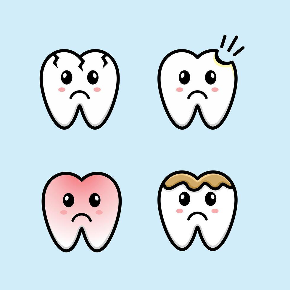 cartoon of a cute sick tooth. vector