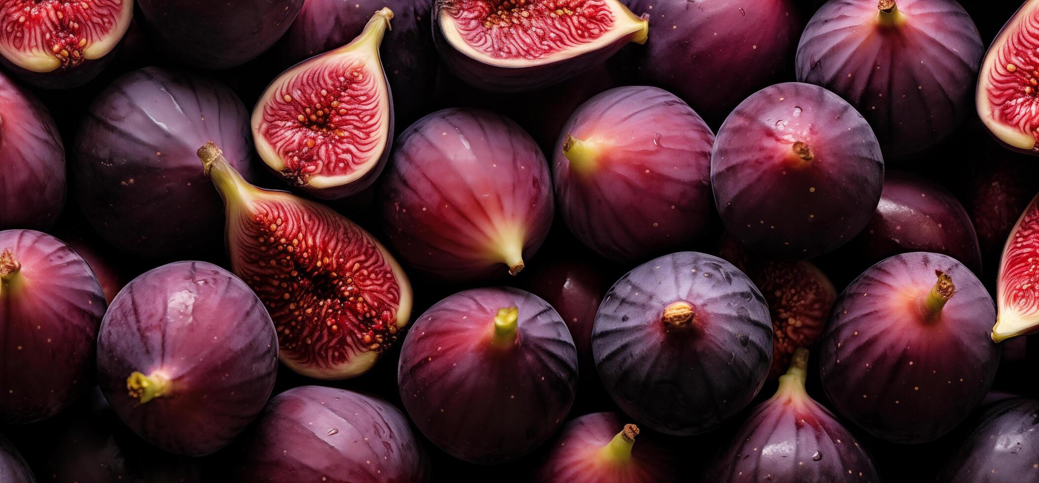 A pile of fresh Fig form the background, shown from above photo