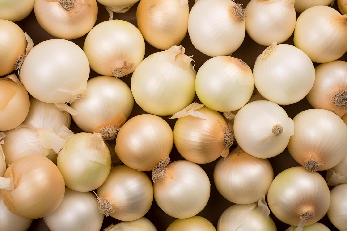 A pile of fresh onion form the background, shown from above photo