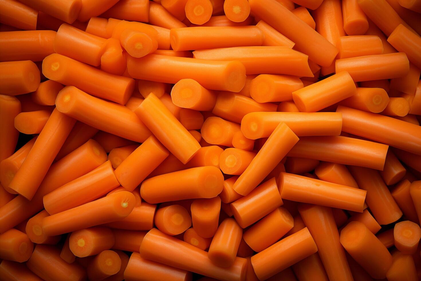 A pile of fresh carrot form the background, shown from above photo
