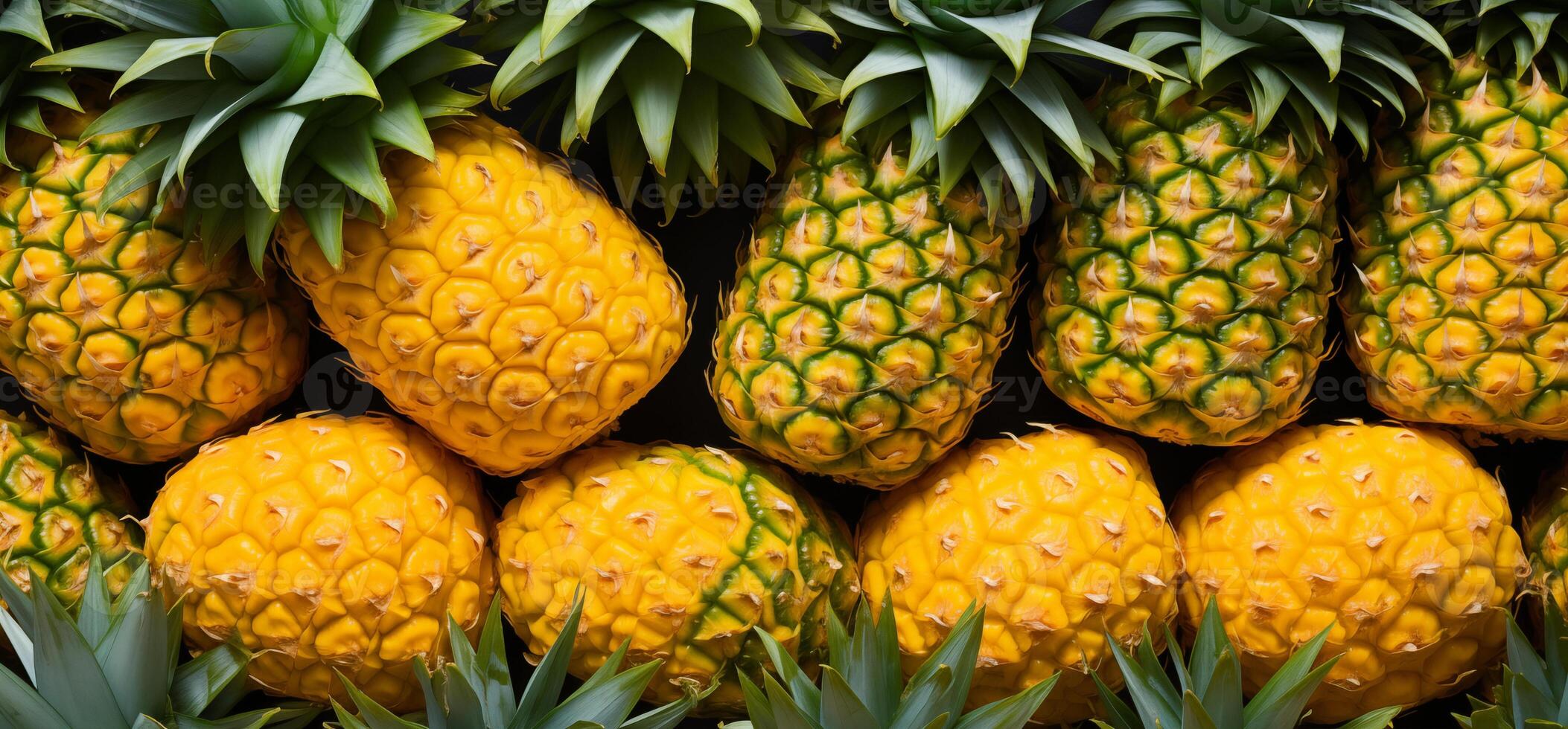 A pile of fresh Pineapple form the background, shown from above photo