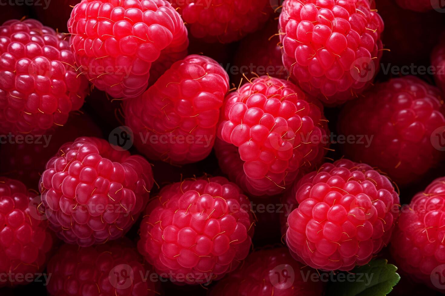 A pile of fresh Raspberry form the background, shown from above photo