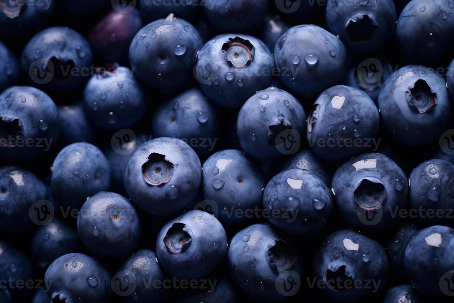 A pile of fresh Blueberry form the background, shown from above photo