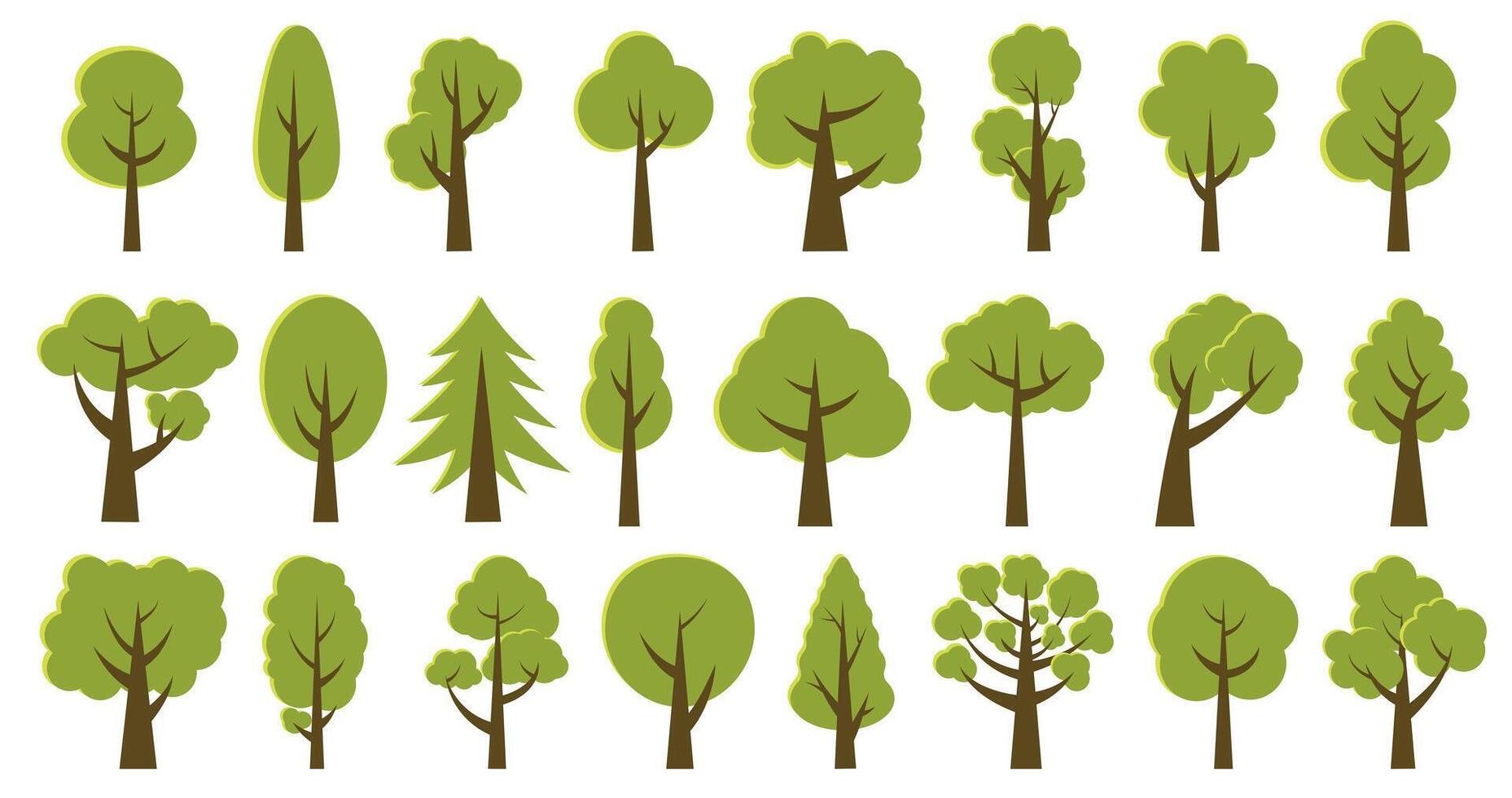 Collection of illustrations of trees. Can be used to illustrate any nature or healthy lifestyle theme. vector