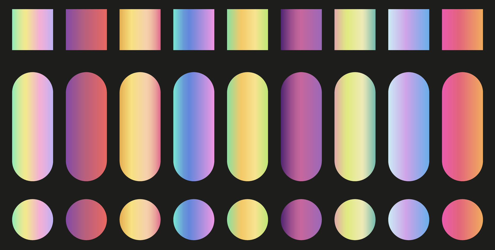 Full color forms. Gradient palette. Simple multicolored shapes in a ...