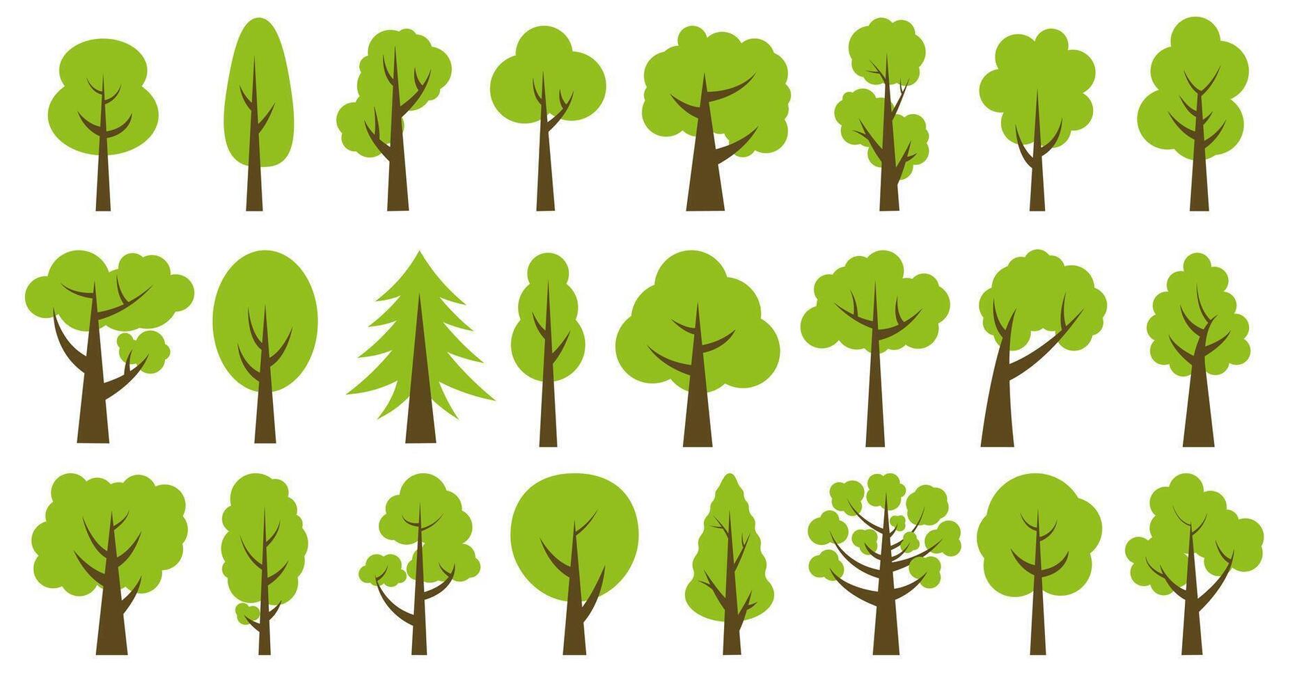 Collection of illustrations of trees. Can be used to illustrate any nature or healthy lifestyle theme. vector