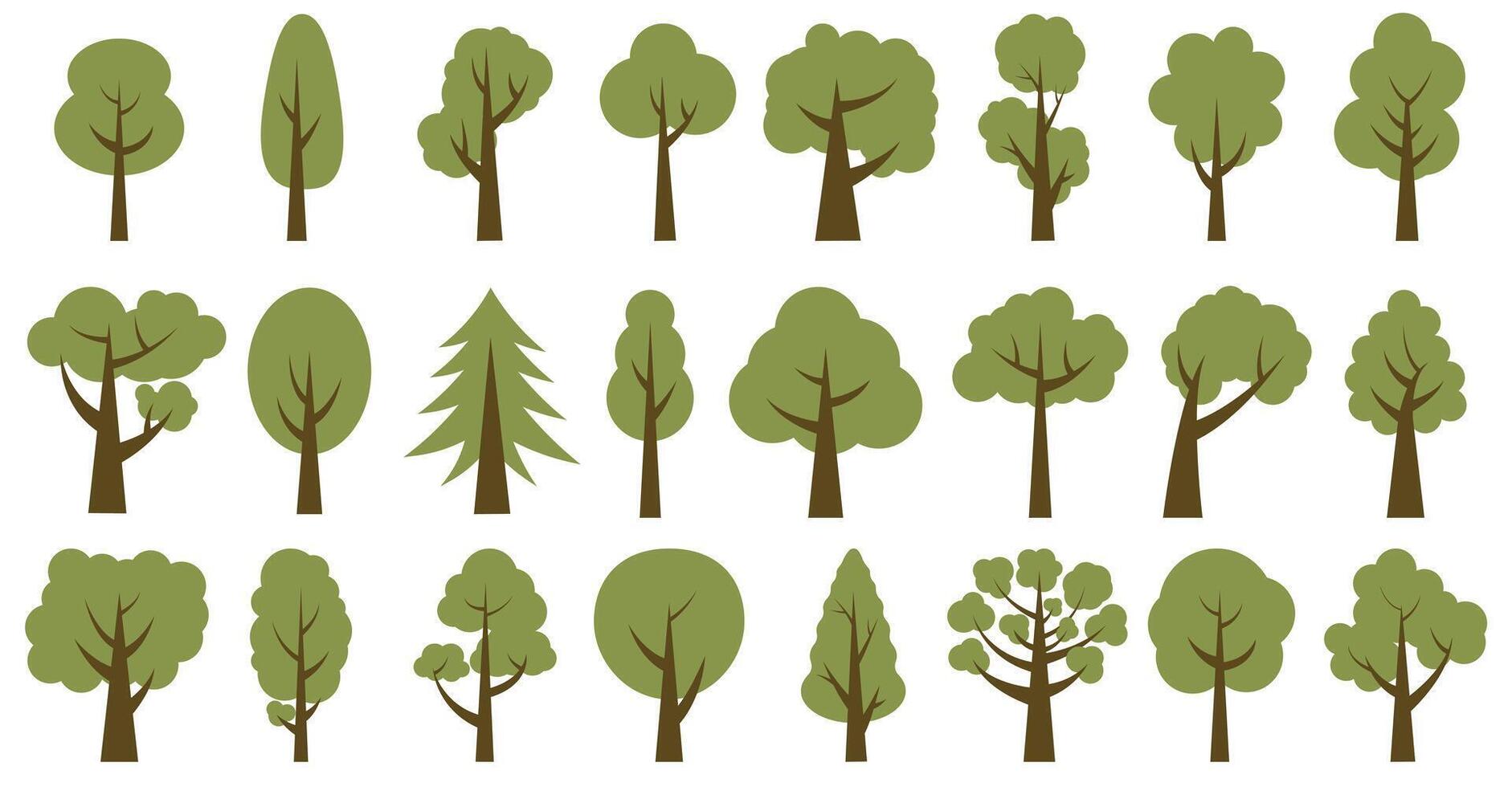 Collection of illustrations of trees. Can be used to illustrate any nature or healthy lifestyle theme. vector