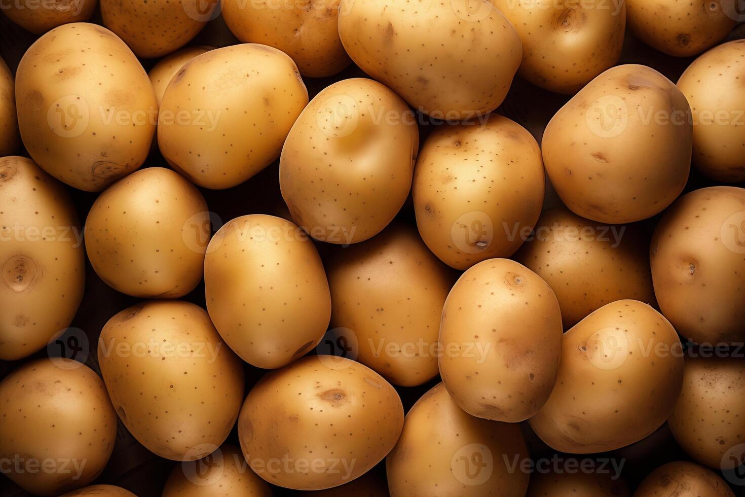 A pile of fresh potato form the background, shown from above photo