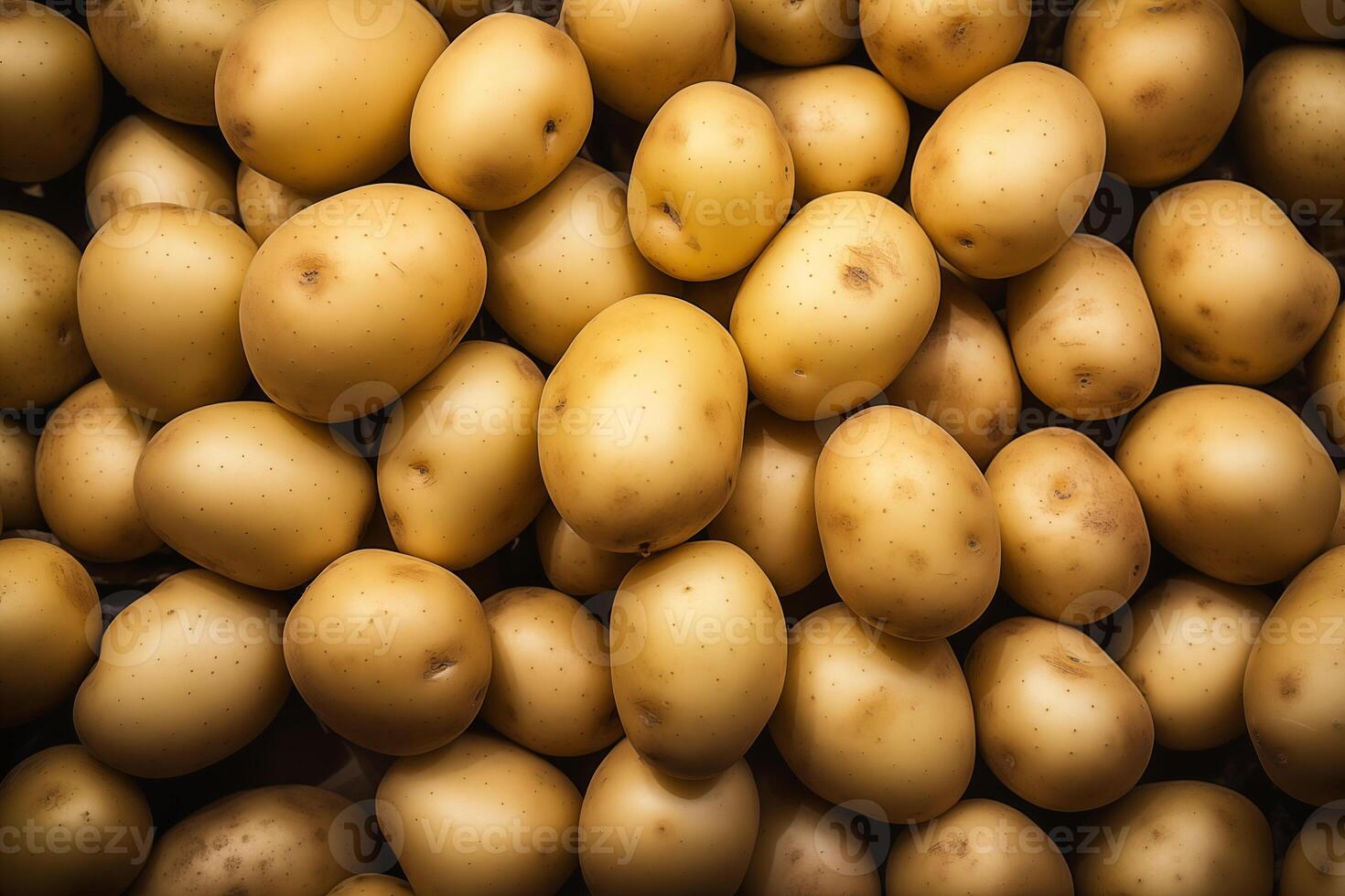 A pile of fresh potato form the background, shown from above photo