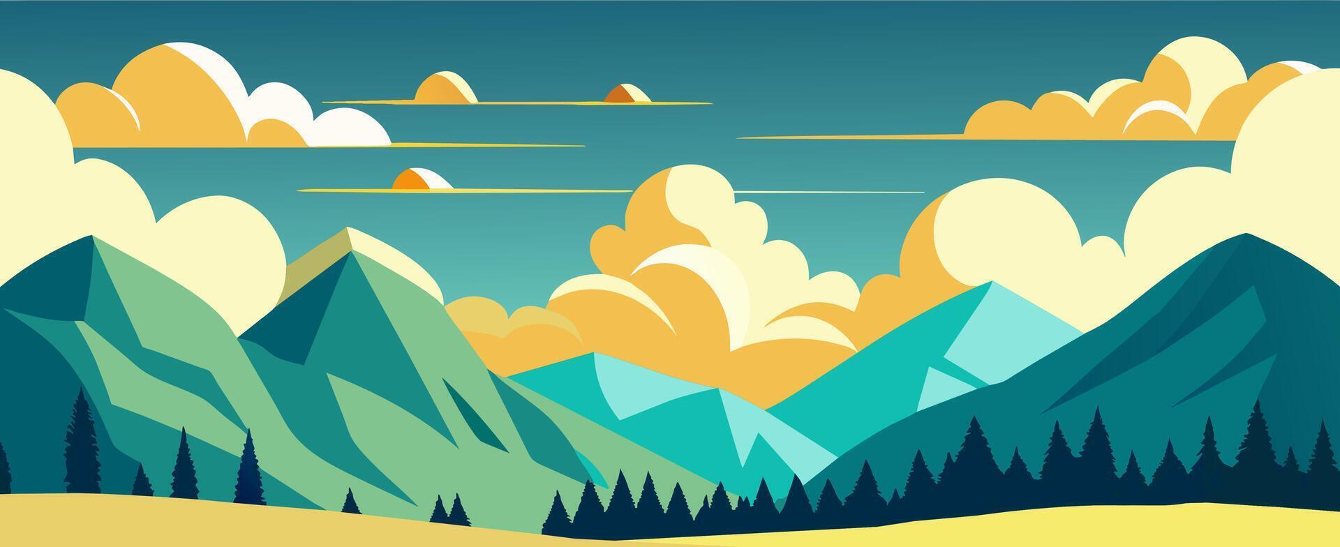 Mountain landscape nature with green hills vector
