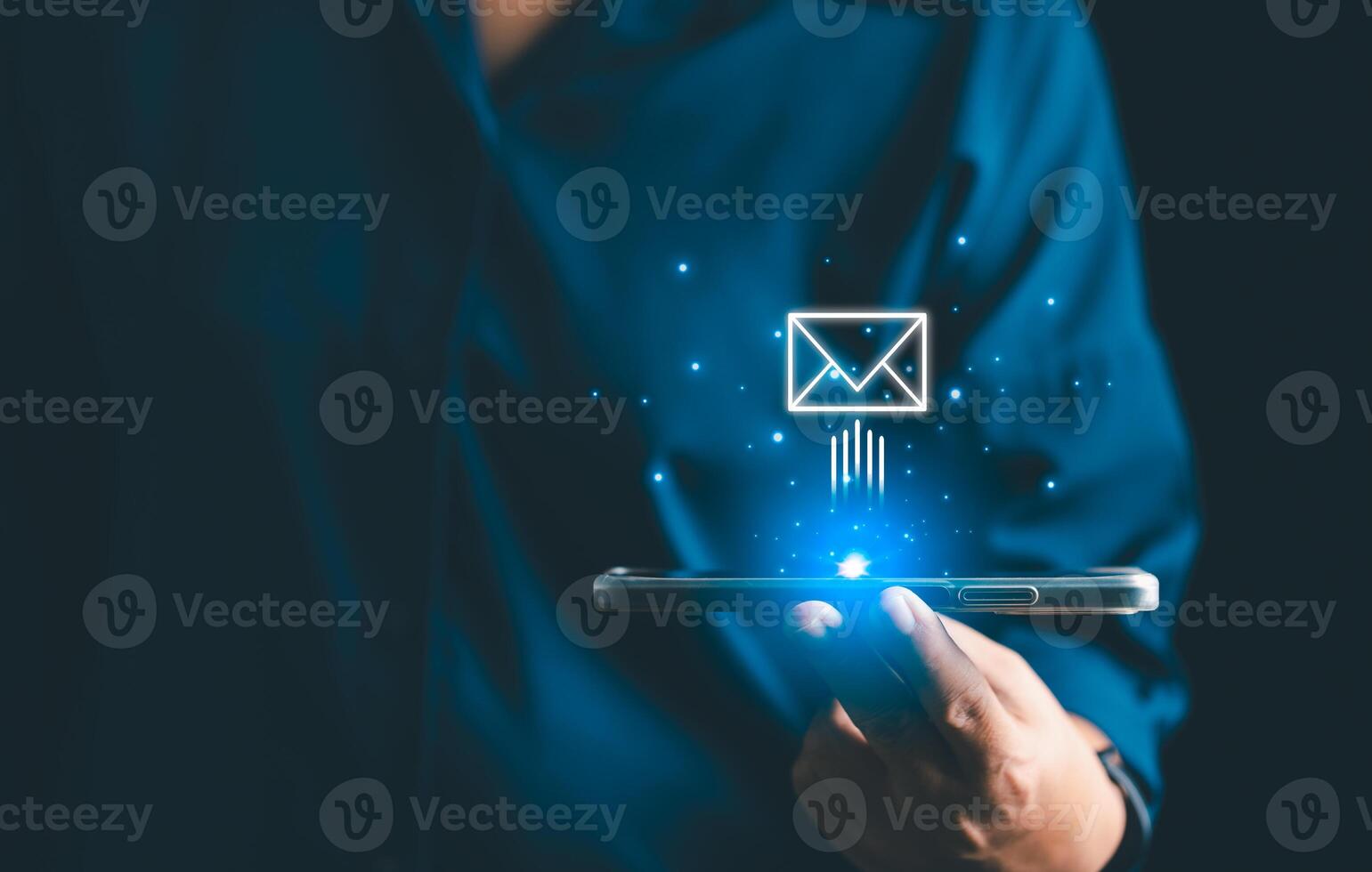 Businesses send electronic mail and newsletters to clients as part of their online marketing strategy, delivering messages through various platforms like social media and phone. electronic mail. photo