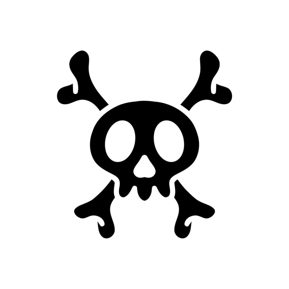 crossbones cartoon illustration. black and white skull cartoon. Human skeleton. Skeleton Hazard. A Spooky Illustration for Halloween Designs and Health Warnings. Poison Symbol vector