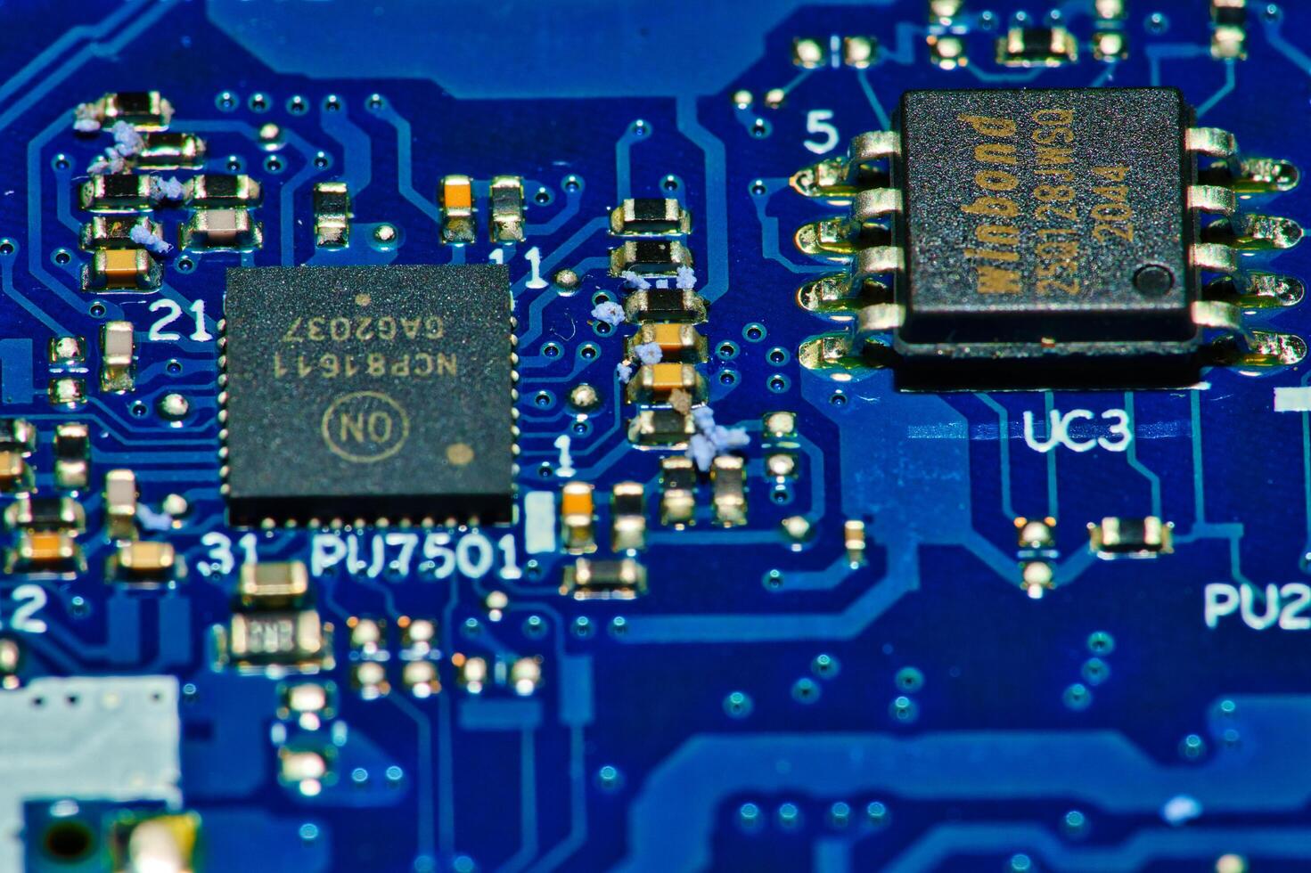 a close up of a electronic circuit board photo
