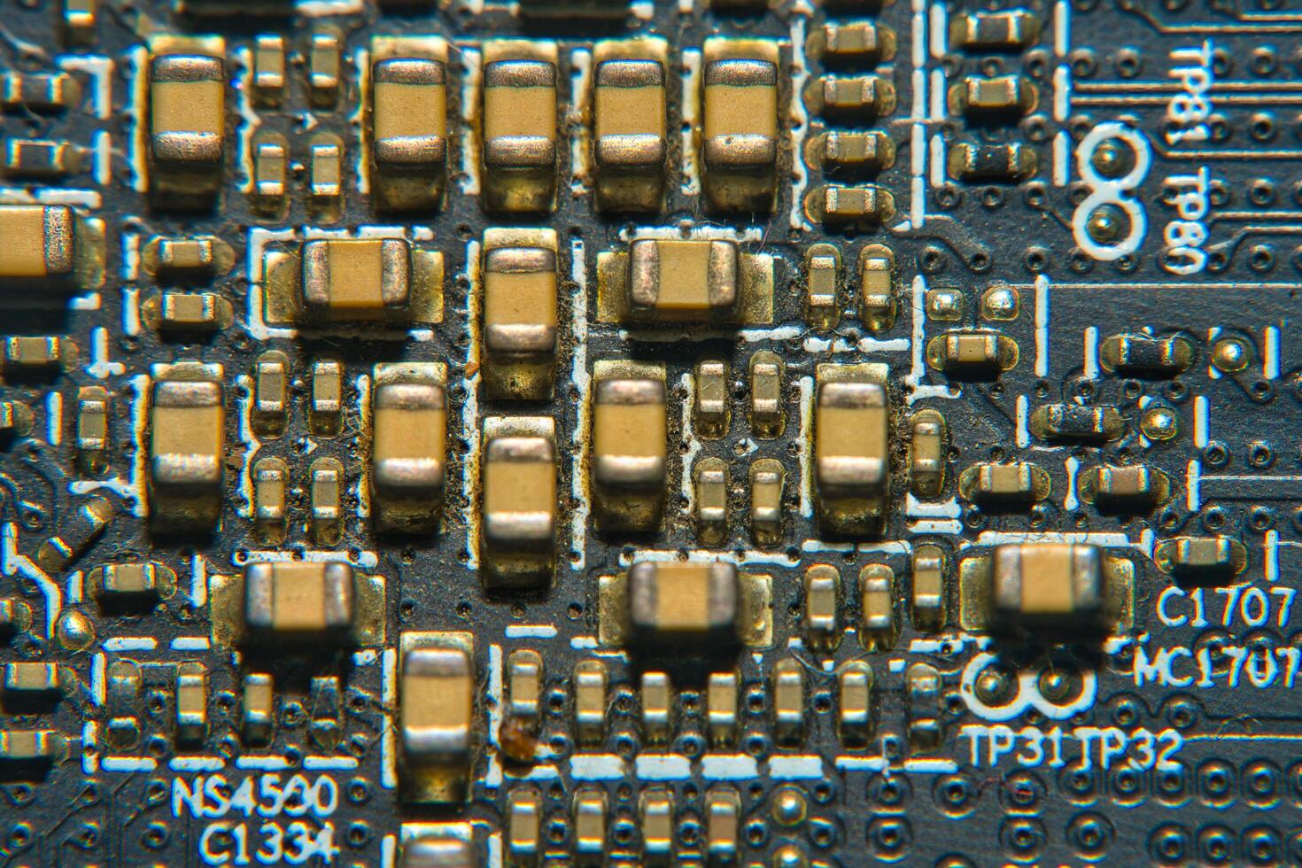a close up of a computer motherboard with many different types of components photo