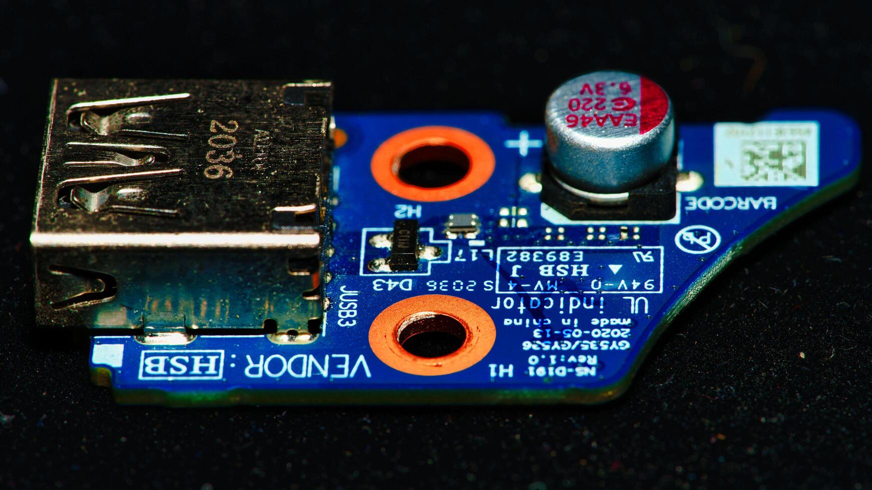 a close up of a usb port on a computer photo