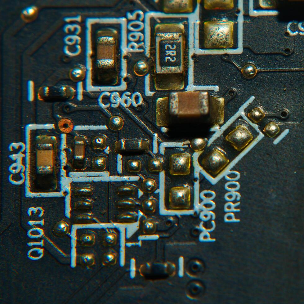 a close up of a circuit board with some electronic components photo
