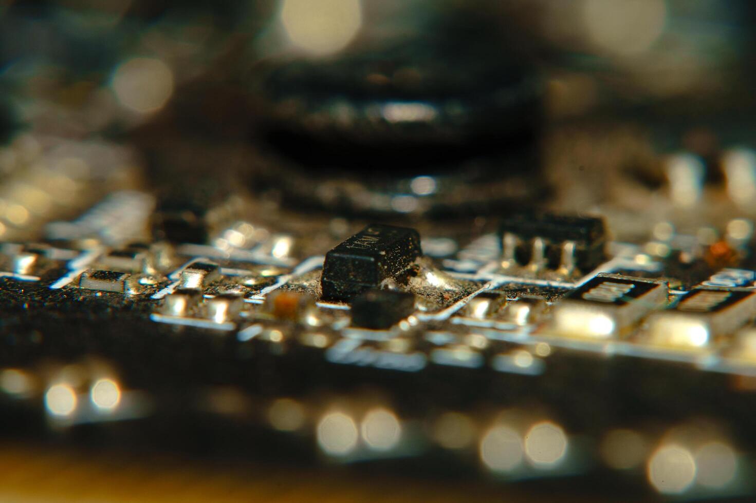 a close up of a circuit board with some electronic components photo