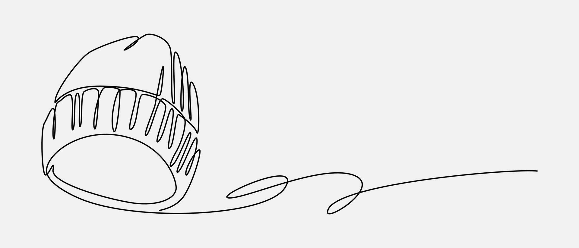 Continuous one line drawing of beanie hat. Winter, headwear, warm concept. Editable stroke . vector