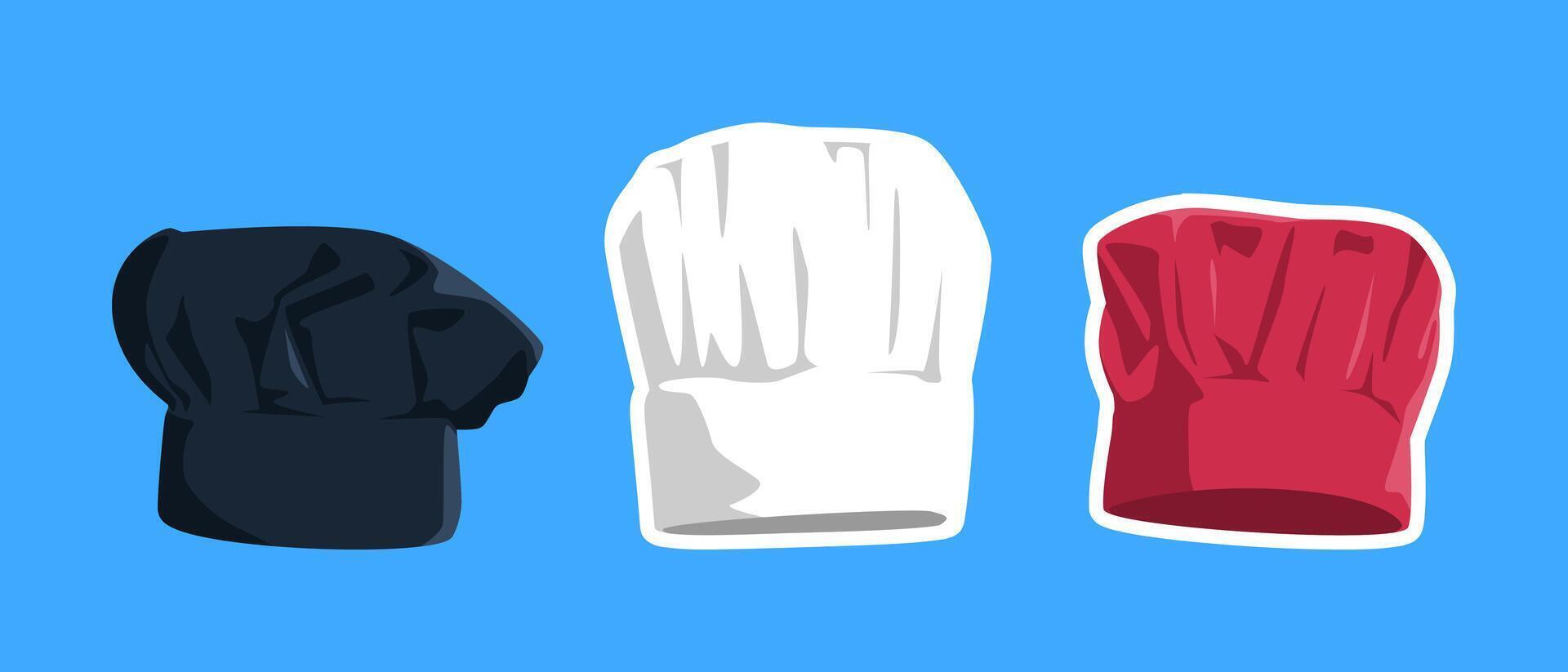 Collection of chef hat with flat style. Isolated on blue background. Graphic illustration. vector