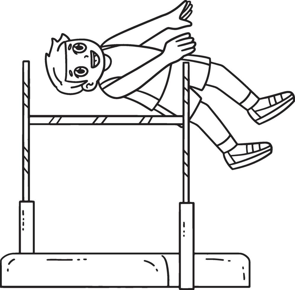 Track and Field Athlete High Jump Isolated vector