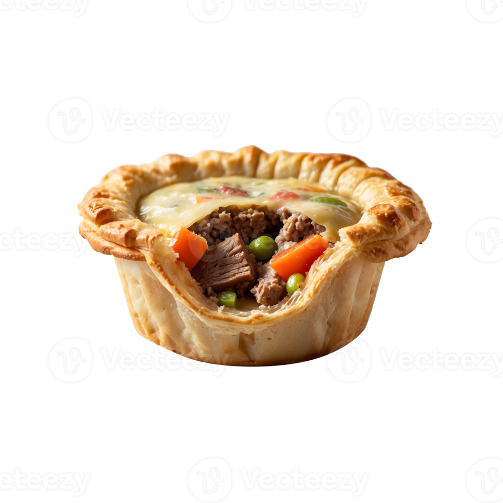 Delicious Beef Pot Pie Tart Tartlet Pastry Isolated on a Transparent Background. Beef Pot Pie Isolated on a Transparent Background png