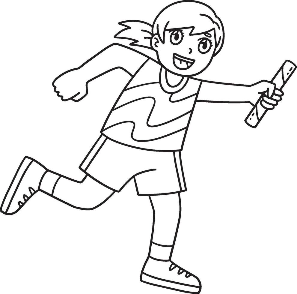 Track and Field Female with Relay Baton Isolated vector