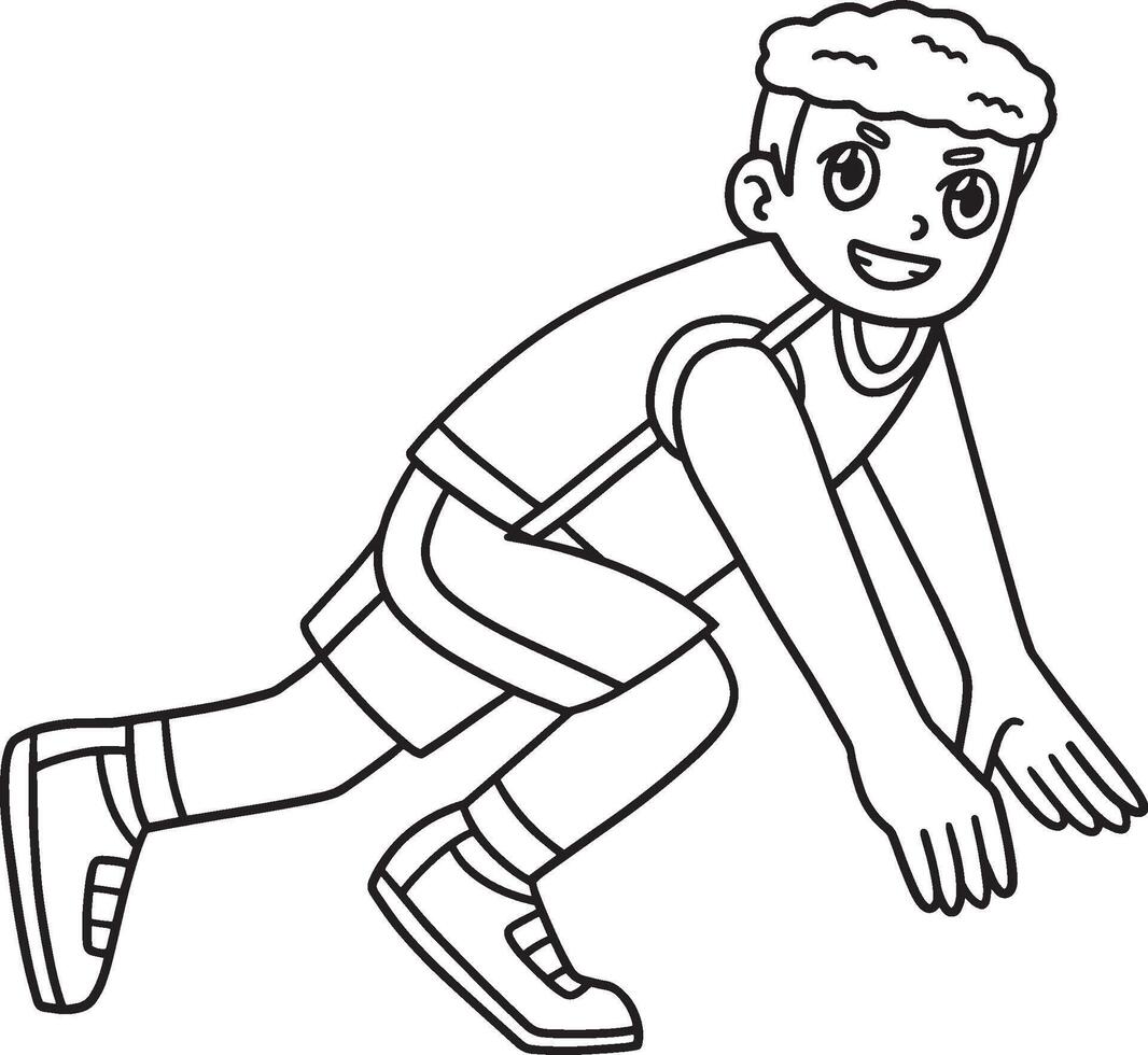 Track and Field Athlete Ready to Sprint Isolated vector