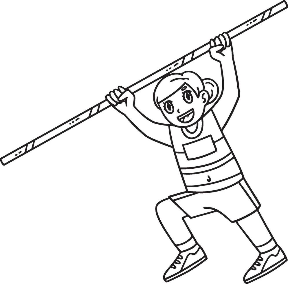 Track and Field Female Athlete with Pole Isolated vector