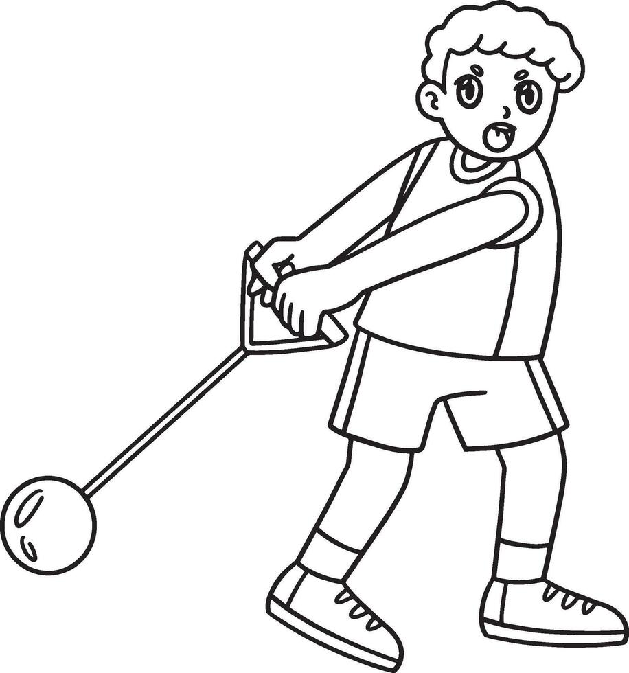 Track and Field Athlete in Hammer Throw Isolated vector