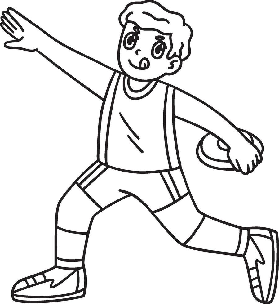 Track and Field Athlete with Discus Isolated vector