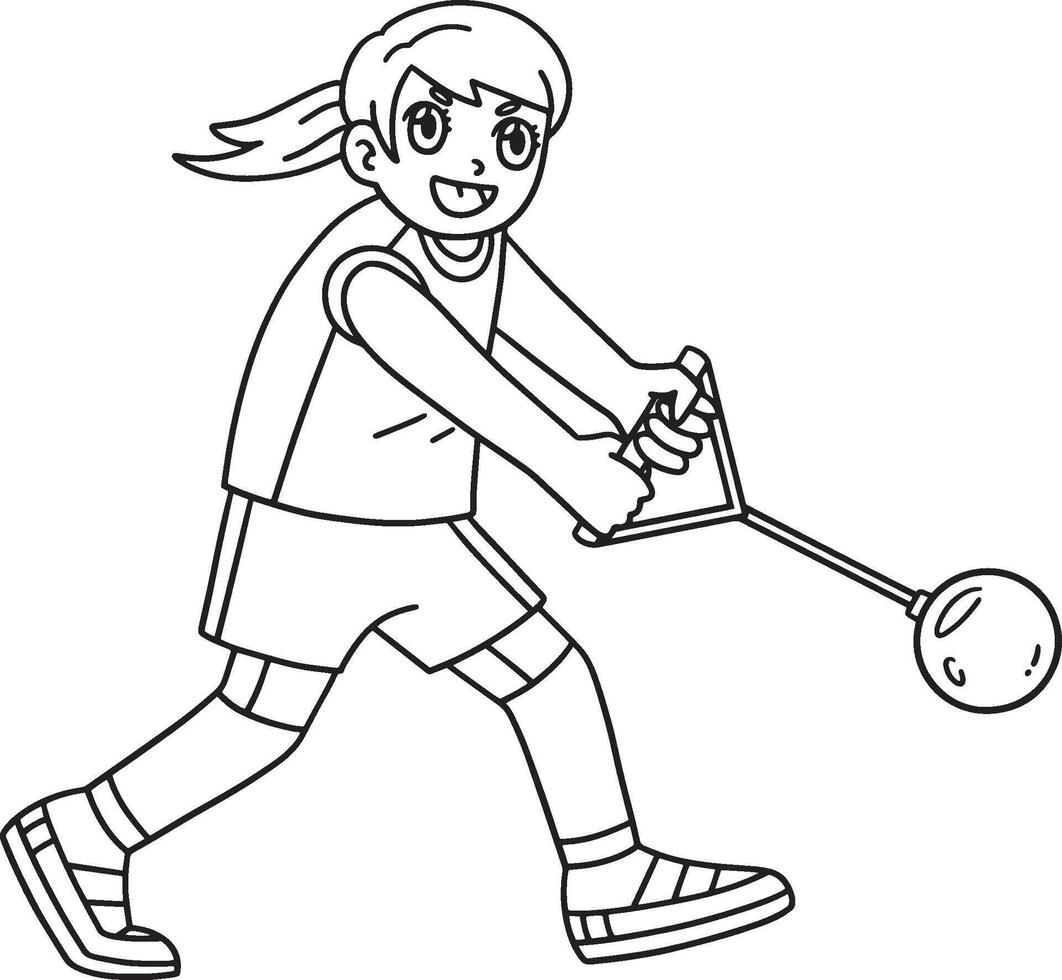 Track and Field Female in Hammer Throw Isolated vector