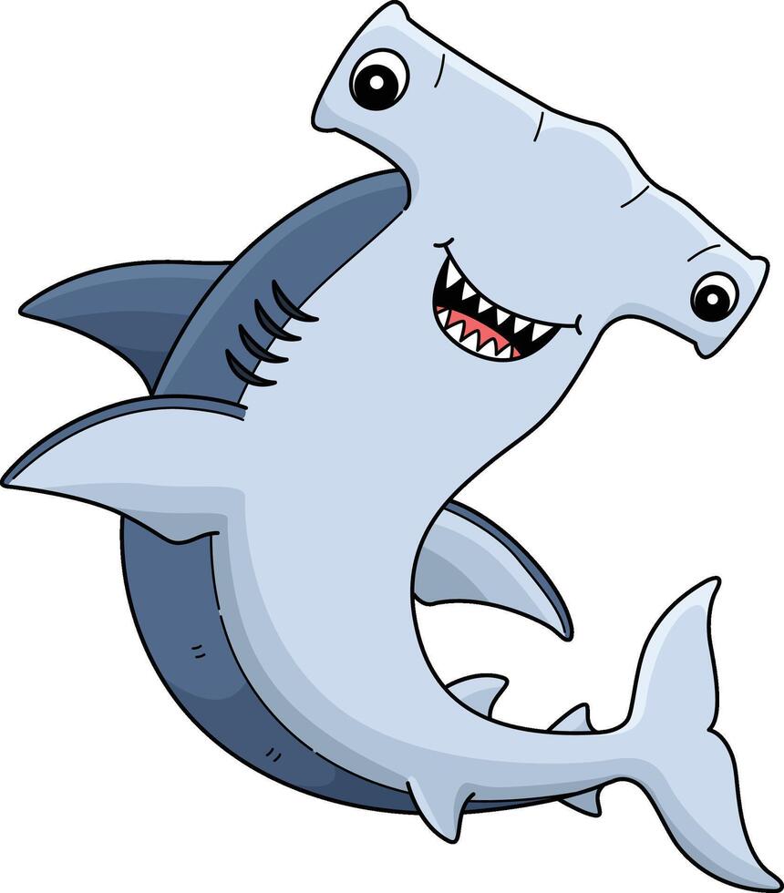 Hammerhead Shark Cartoon Colored Clipart vector