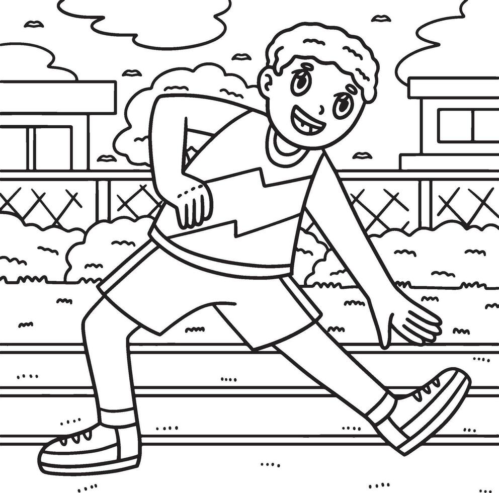 Track and Field Athlete Stretching Coloring Page vector