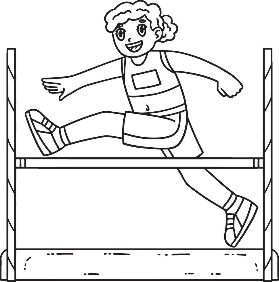 Track and Field Female Jumping Obstacle Isolated vector