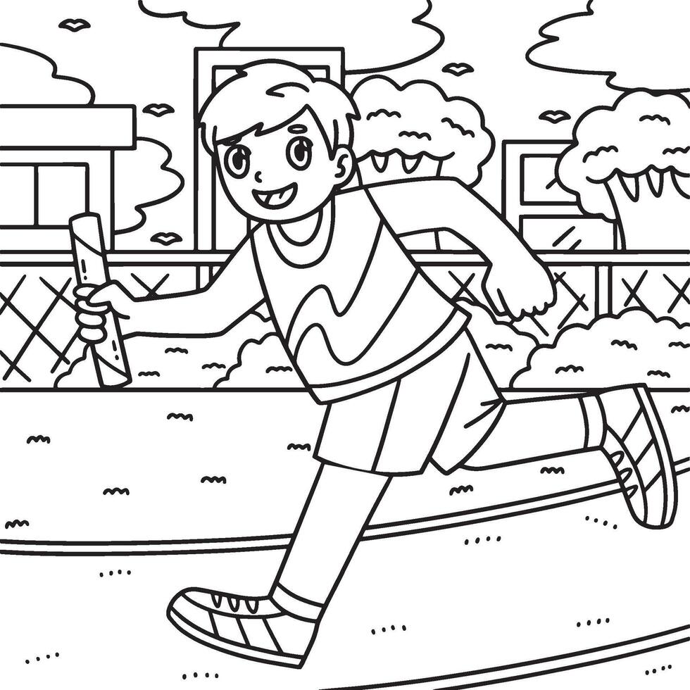 Track and Field Athlete Running with Relay Baton vector
