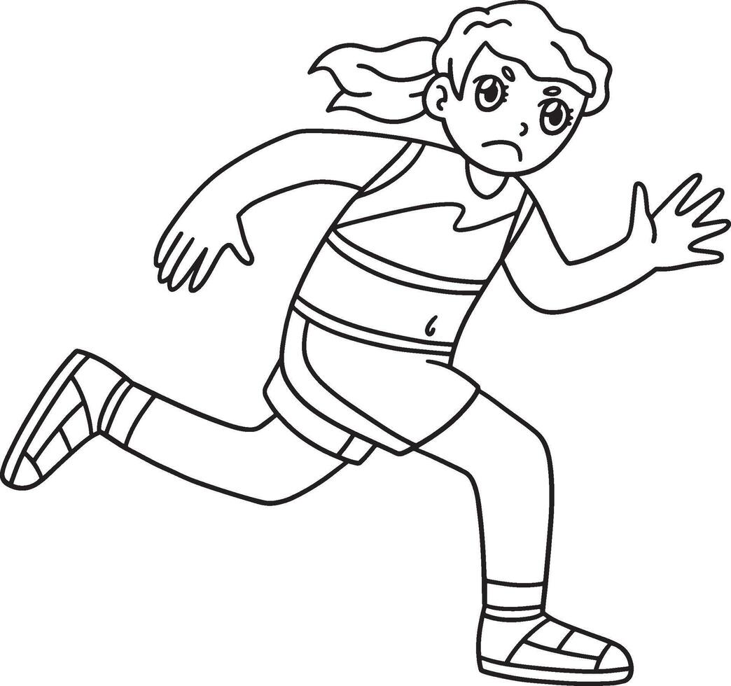 Track and Field Female Athlete Running Isolated vector